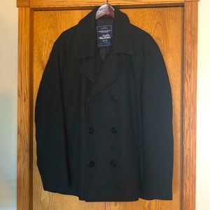 Men’s Charcoal Double Breasted Lined Pea Coat